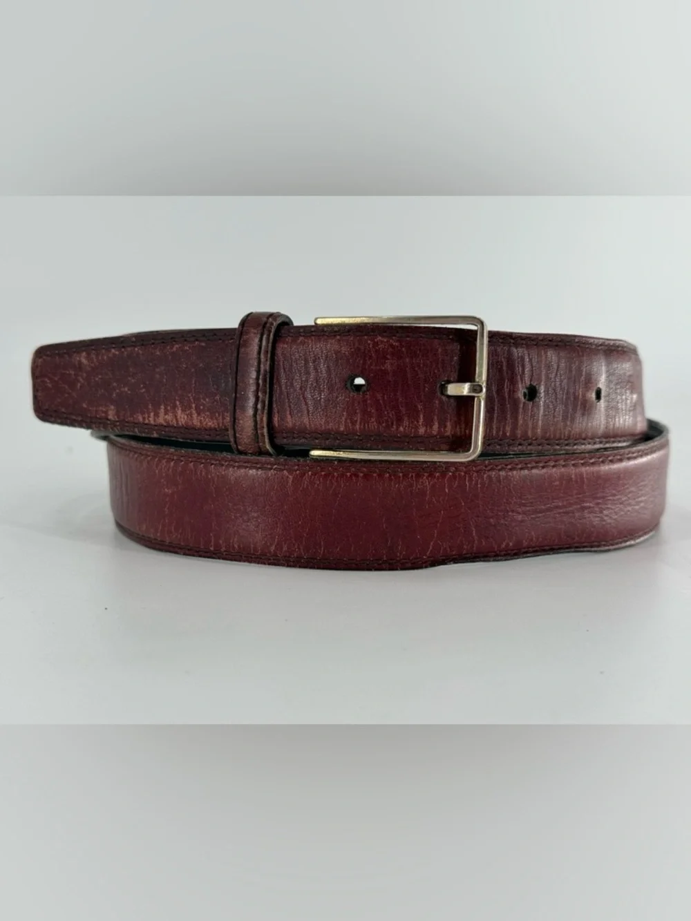 Lejon Vintage Brown‎ Aniline Steer Hide Leather Belt Made in USA 38